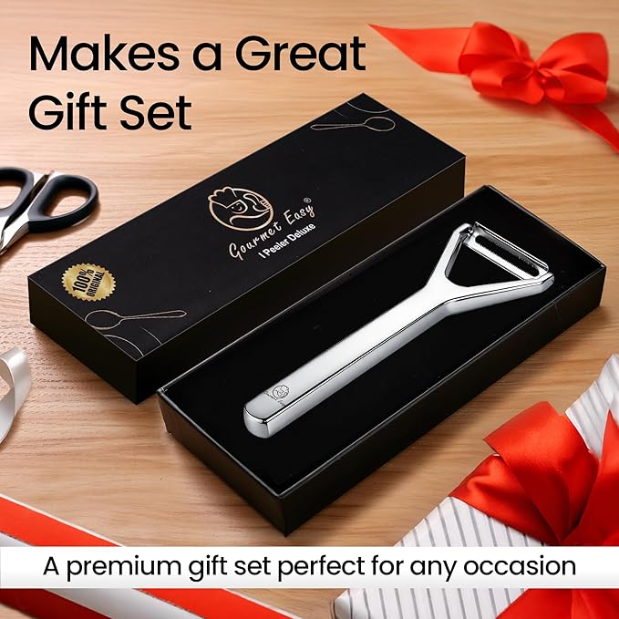 Vegetable Peeler, Ultra-Sharp Ergonomic Stainless Steel Potato Peeler, One-Piece Seamless Handle, Left & Right-Handed User Friendly, Super Thin Peel Less Waste, Dishwasher Safe with 5-Year Warranty