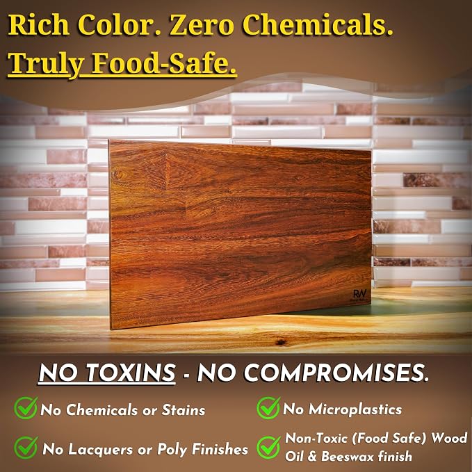 Walnut Wood Cutting Board, Scratch & Warp Resistant, Premium Hardwood Wooden Cutting Board with Handles & Non-Slip Feet, For Meat, Vegetables & Charcuterie (17x11x0.75)