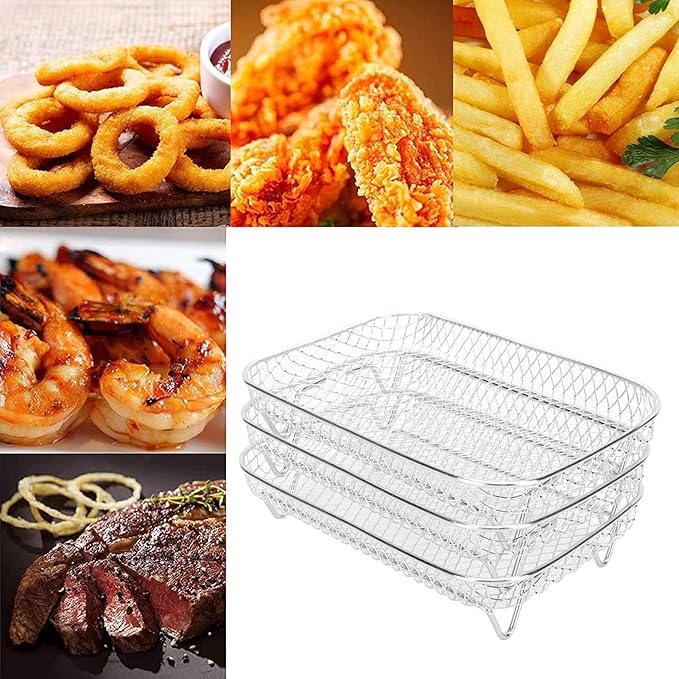 3 Layer Fryer Grilling Rack, Stainless Steel Stackable Cooling Rack for Baking Cooking Grilling