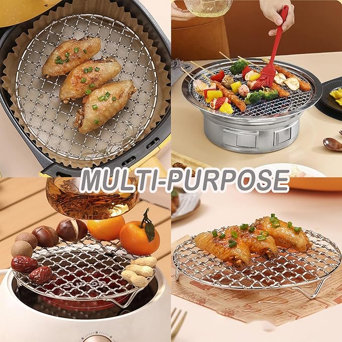 Comicfs Canning Rack Dia 8.25" 304 Stainless Steel Barbecue Baking and Cooling with Legs Heavy Duty Cross Wire Steaming Rack Cookware Fit for Air Fryer Instant Pot Pressure Cooker Canning (21cm/8.25")