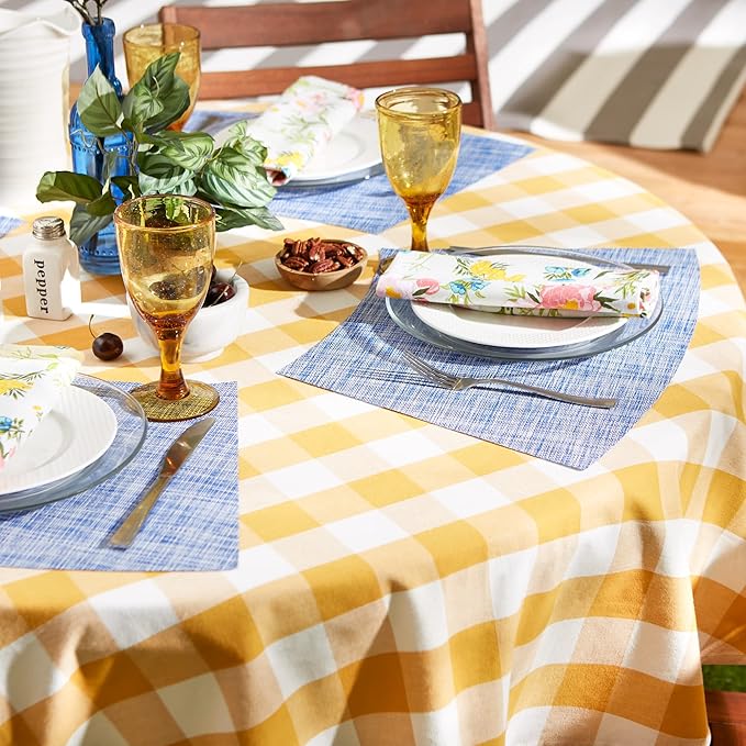 DII PVC Tabletop Collection Placemat Set, Wedge, 13x20, Blue, 6 Piece