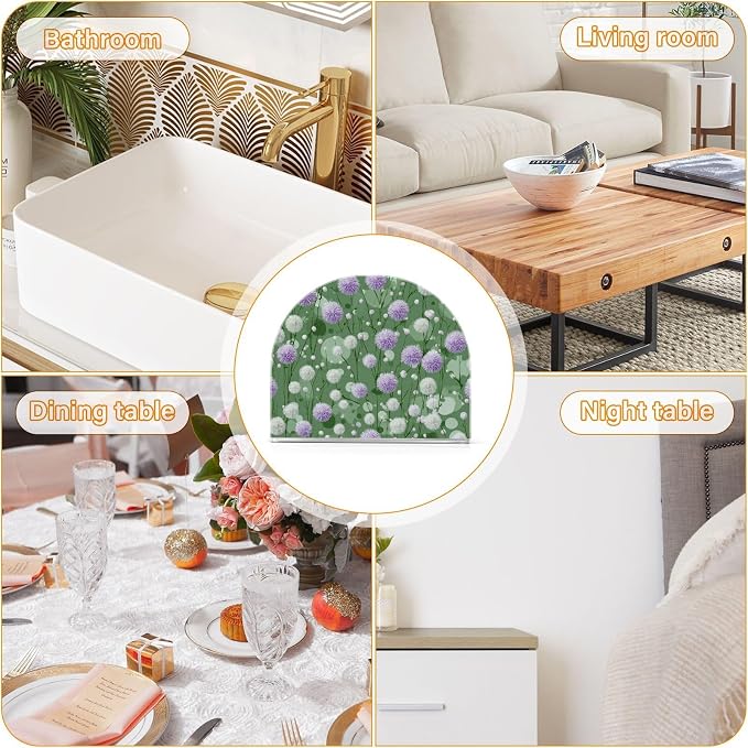Napkin Holder Acrylic Napkin Holder for Table Kitchen Party Restaurant U Shaped Upright Napkin Dispenser Organizer Dark Green Flowers Blooms