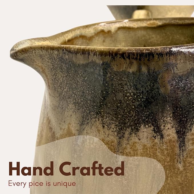 Ceramic Pour Over Coffee Set, Slow Brewing Accessories for Home & Travel (Golden Rock)