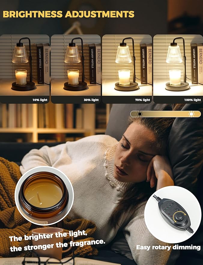 GODONLIF Candle Warmer Lamp with Cycle Timer, Birthday Gifts for Women Mom Her, House Warming Gifts New Home Room Decor, Wax Melt Warmer for Jar Candles with 2 Bulbs