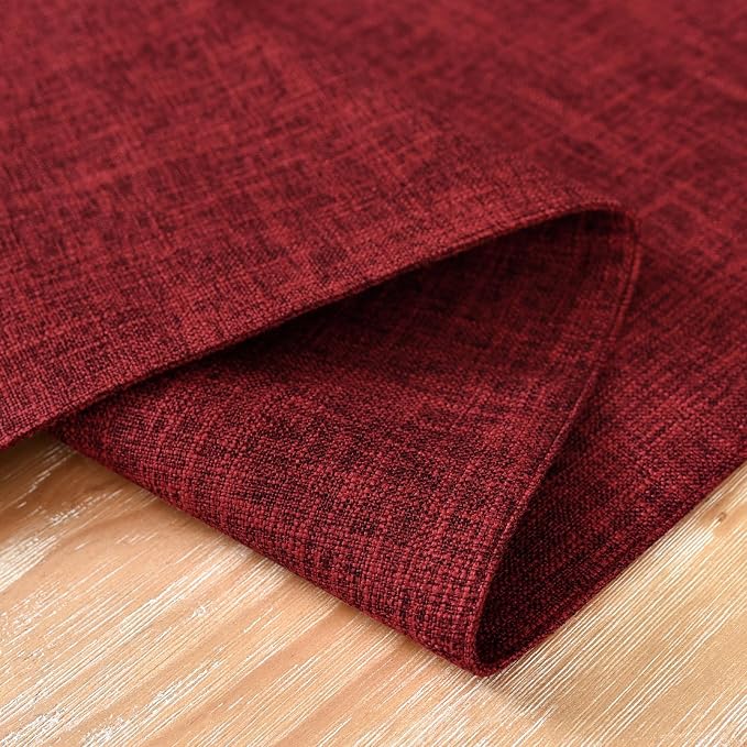Farmhouse Rustic Faux Linen Table Runner Neutral Burgundy Table Runners Double Layer Reversible Rectangle Runners for Daily Use Kitchen Dining Banquet Holiday 13x72 Inch