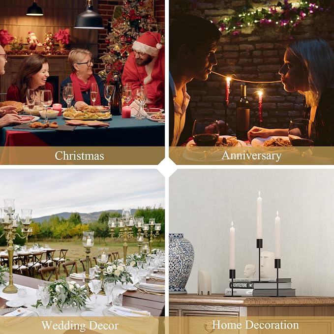 FSyueyun Black Candle Holder Taper Candle Holders, Set of 6 Candle Stick Holders Decor for Mantel Table Centerpiece, Used for Wedding, Dinning, Housewarming Gift