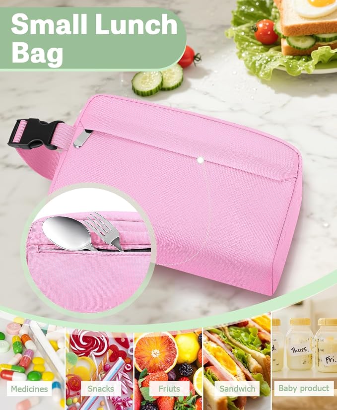 Freezable Lunch Bag, Freezable Snack Bag for Travel Work School, Small Insulated Lunch Box for Adults, Kids Mini Cooler Lunch Box with Ice Pack