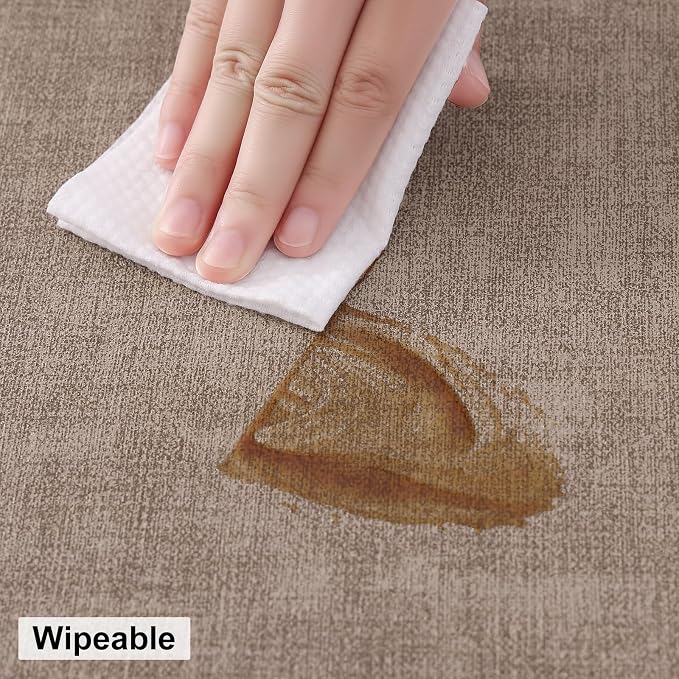 homing Round Faux Leather Placemat and Coaster 6 Packs, Washable Heat Resistant Dining Place Mats, Wipeable Double-Sided Table Mats for Indoor and Outdoor, Diameter 13 and 3.93 inch, Camel