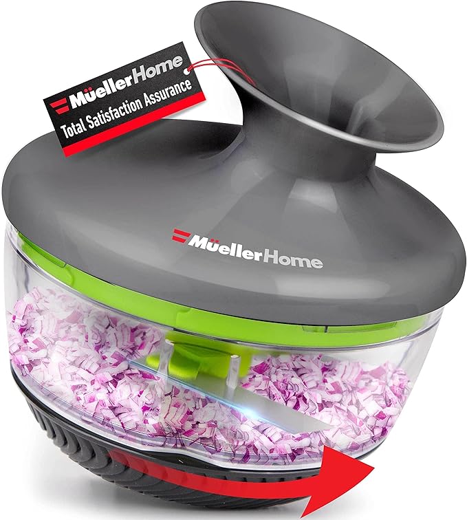 Mueller Rolling Food Chopper Manual Hand, Shaker, Mixer, Cutter, Slicer, Zester Pro - Strongest - 30% Heavier Duty Multi Vegetable-Fruit-Spice-Kitchen Tool/Utensil, Large