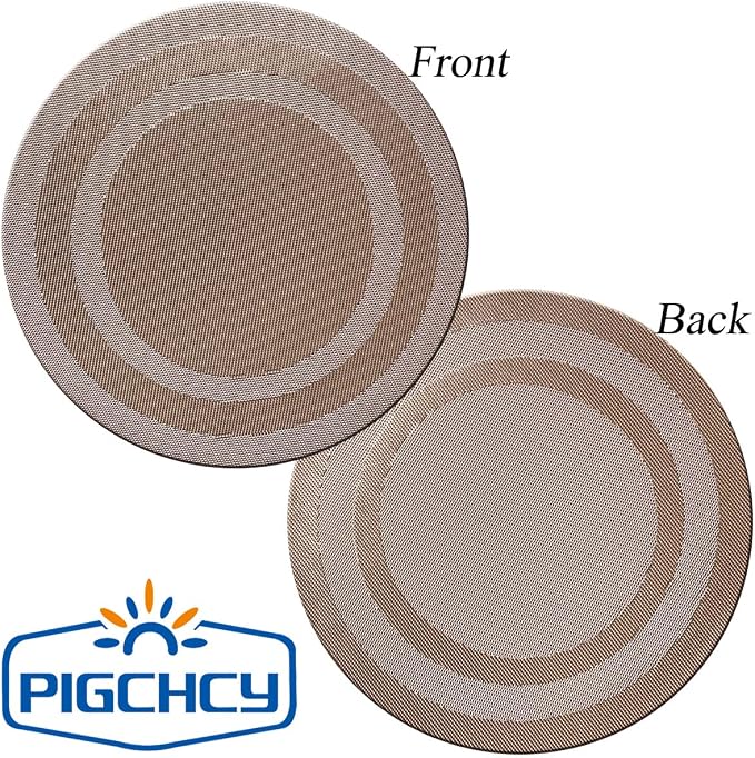 PIGCHCY Round Placemat Set of 6 Heat Resistant Vinyl Washable Kitchen 15 inch Placemats for Home Indoor Outdoor Party (Champagne)