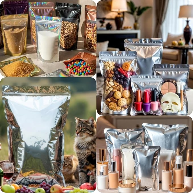 Mylar Bags 2Gallon 30PCS 17"X13" for Food Storage with Oxygen Absorbers&Labels,10Mil Thick Resealable Zipper&Heat Seal Stand Up Pouches for Packaging Long Term,Dried Food,BPA Free