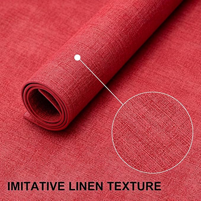 homing Faux Leather Heat Resistant Placemats 8 Packs, Waterproof Wipeable Dining PU Place Mats for Indoor & Outdoor, Easy to Clean, Red