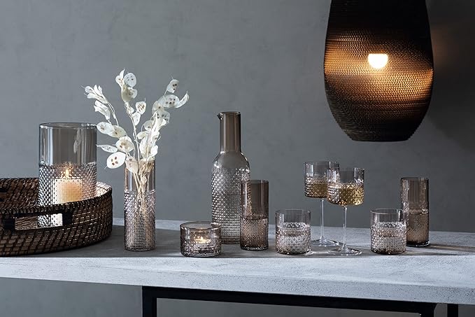 LSA International Wicker Taupe Tealight Candle Holder 2.5”, Modern Stylish Candlestick Elegant Home Decoration