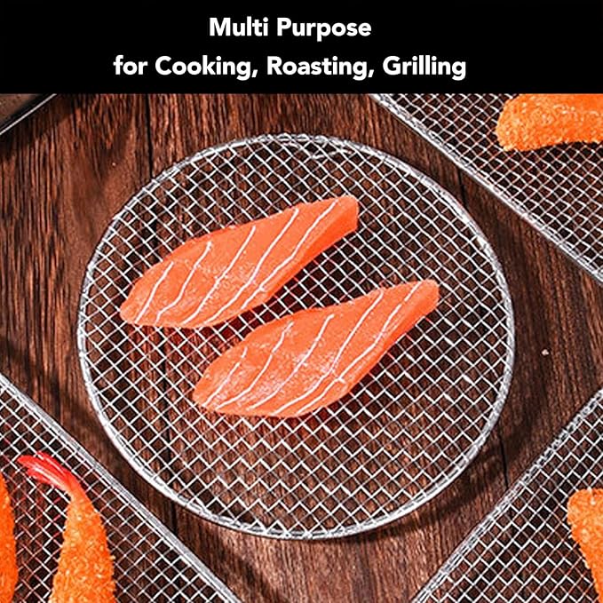 Cooling Racks, Stainless Steel Wire Cooking Rack Grid Wire Rack Baking Roasting Grilling Drying Rack for Chicken Bacon(Large-Round)