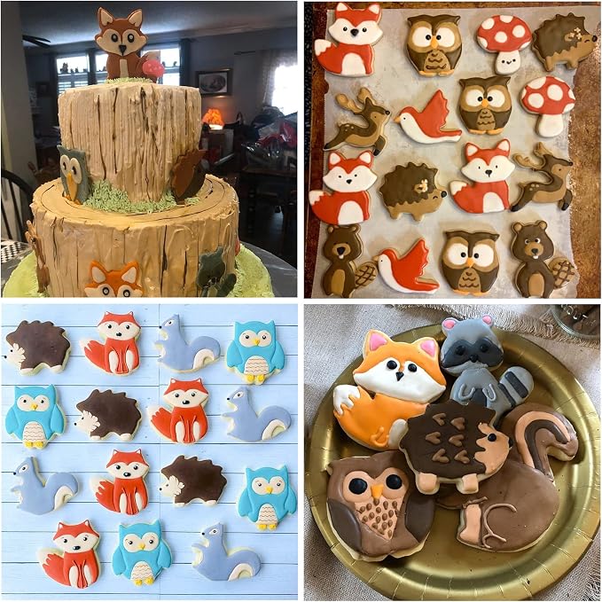 Woodland Animal Cookie Cutter Set - 10 Piece - Squirrel, Owl, Koala, Sloth, Raccoon, Fox, Hedgehog, Bird, Bunny, Mushroom Animal Cookie Cutters Shapes Biscuit Fondant Molds for Kids - Stainless Steel
