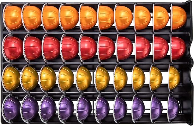FlagShip Vertuo Pod Holder Drawer for Nespresso Storage Glass Top Capsule Organizer(40 Pods Capacity)