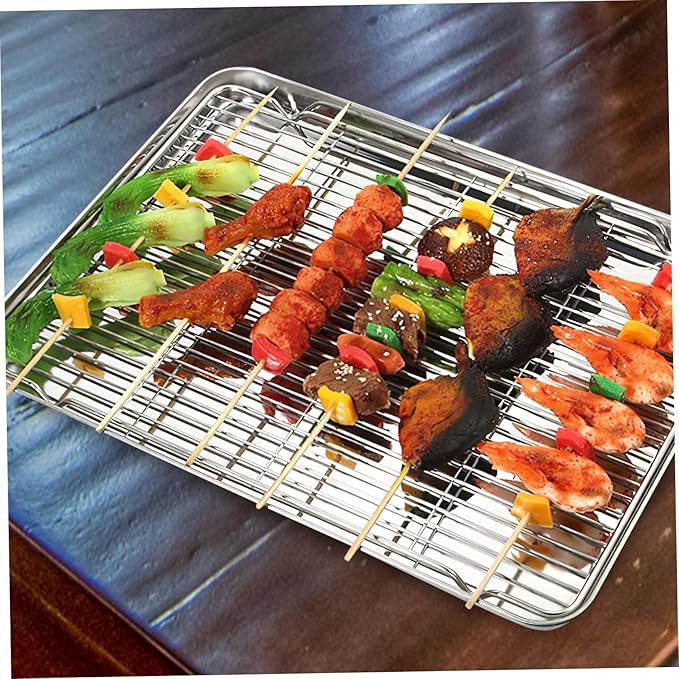 Healifty 2Pcs Stainless Steel Baking Rack Cooling Rack for Baking Bbq Wire Rack for Efficient Cooling for Cookies and Baked Goods