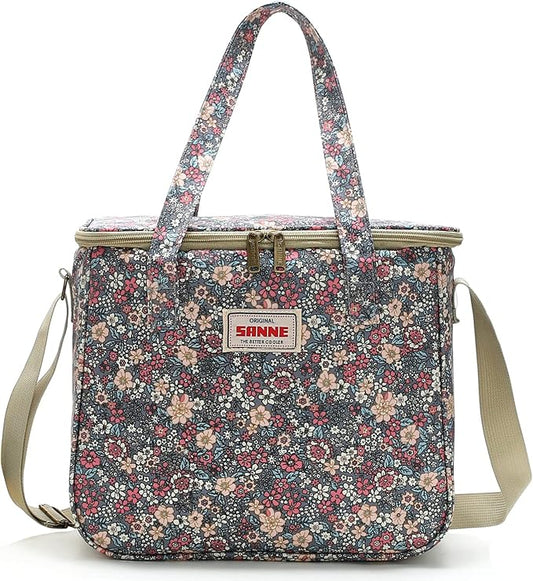 Insulated Cooler Tote Bag for Adult Women, Waterproof Lunch Box Organizer for Office Work Picnic Beach BBQ party-Retro Floral