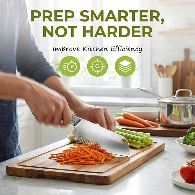 Stainless Steel Multi-Purpose Julienne Peeler, 2-in-1 Vegetable Julienne Slicer Blade, Quick & Easy Kitchen Multifunctional Shredder Cutter Tool for Fruit, Potatoes, Carrot, Green Onion (Large)