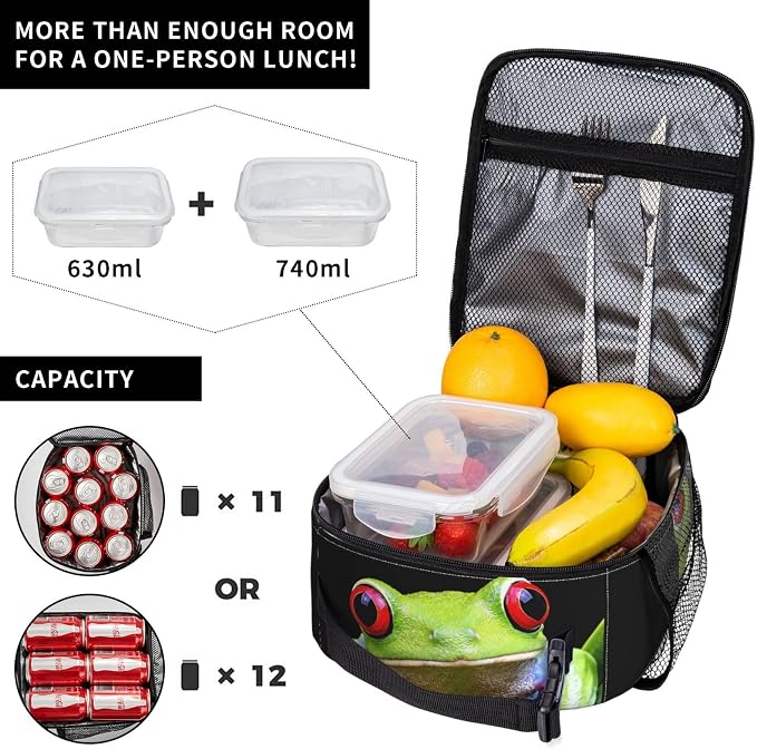 Frog Lunch Box Insulated Soft Bag Reusable Cooler Bag For Women&Men&Work Picnic Hiking