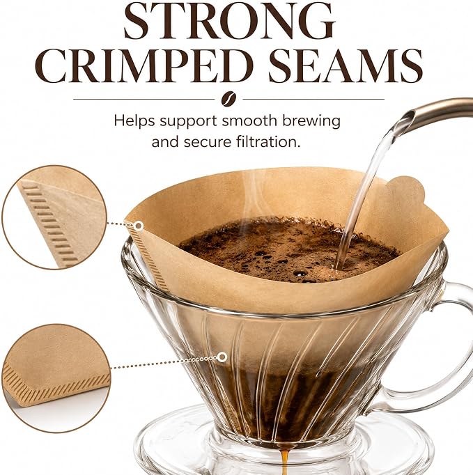 100 Count Coffee Filters #4 Cone Paper Unbleached, Disposable Cone Coffee Filters 8-12 Cup, Number 4 Coffee Paper Filters Fits For Pour Over and Compatible with Drip Coffee Maker