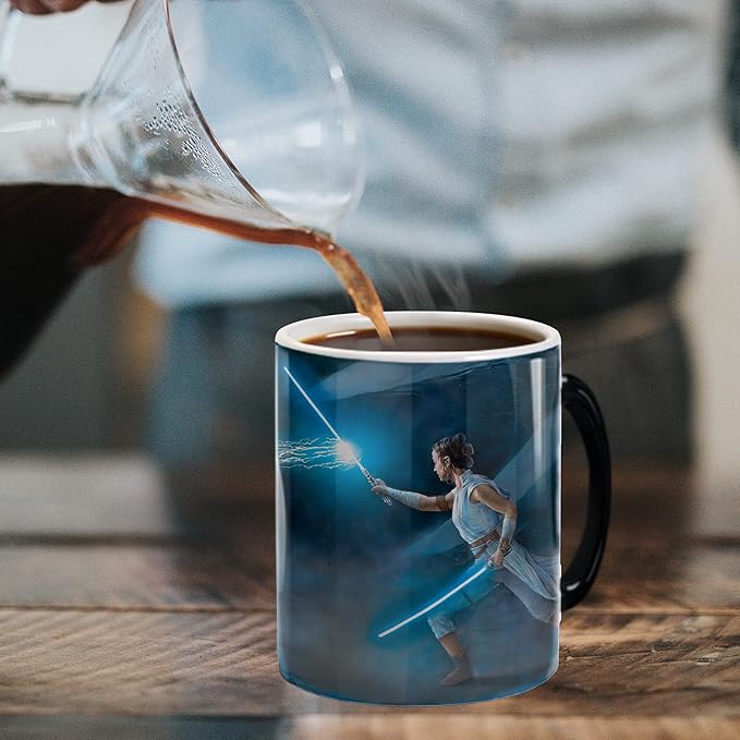 Morphing Mugs Star Wars – Rey vs Palpatine – Rey's Awakening – Thomas Kinkade Studios - One 11 oz Color Changing Ceramic Mug – Image Revealed When HOT Liquid Is Added! MMUG1223