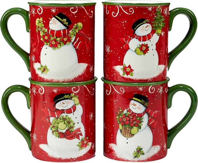 Certified International Holiday Magic Snowman 16 oz. Mugs, Set of 4