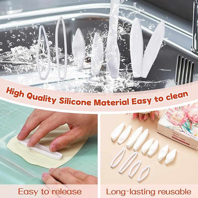 Professional Flower Fondant Mold Set, Reusable Silicone Cake Decorating Tools for Baking & Sugar Craft (Protea cynaroides Fondant)