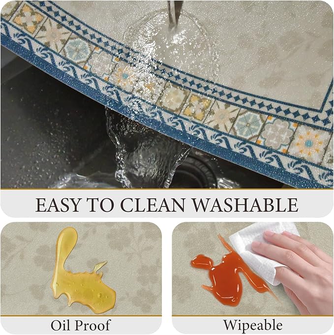 Vinyl Placemats Set of 6-12x17 Inch - Heat Resistant Washable Place Mats Waterproof Non-Slip Wipeable Table Mats for Dining Table Decor, Indoor/Outdoor Plastic Mat