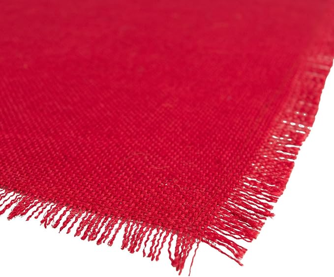 DII Jute Burlap Collection Kitchen Tabletop, Placemat Set, 13x19, Solid Tango Red, 6 Count