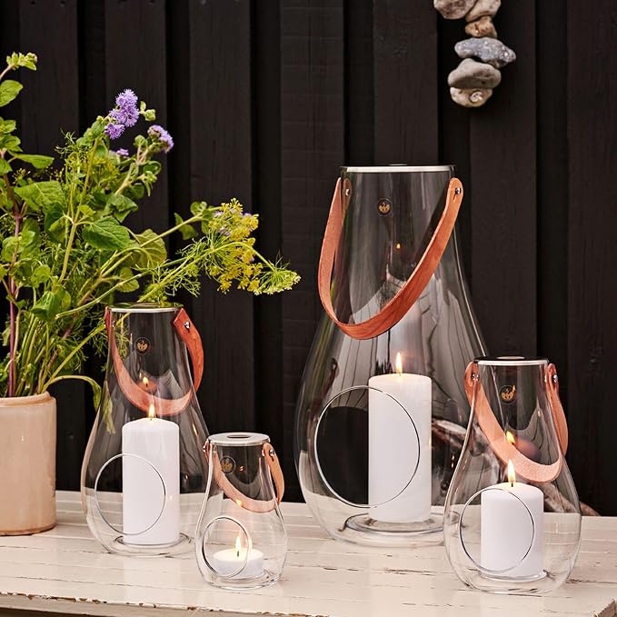 Holmegaard Design with Light Lantern, Clear, 6.5" H x 4.1" D, Designed by Maria Berntsen, Gift Box Included