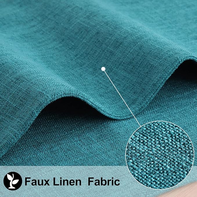 homing Faux Cotton Linen Placemats Set of 8, Cloth Washable Farmhouse Dining Table Mats for Indoors & Outdoors, Easy to Clean, Teal, 13 x 19 Inch