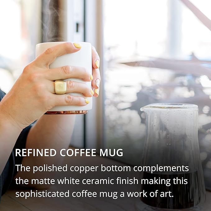 Fellow Monty Milk Art Cups Bundle - Matte White with Copper Base - Double Wall Ceramic Cappuccino Mugs - 6.5oz & 11oz - Set of 2