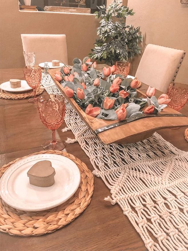 Round Woven Placemats Set of 6-13 inches Plate Chargers Natural Wicker Placemats Water Hyacinth Straw Braided Tablemats Rattan Tablemats Rustic Weave Placemats for Dining Table