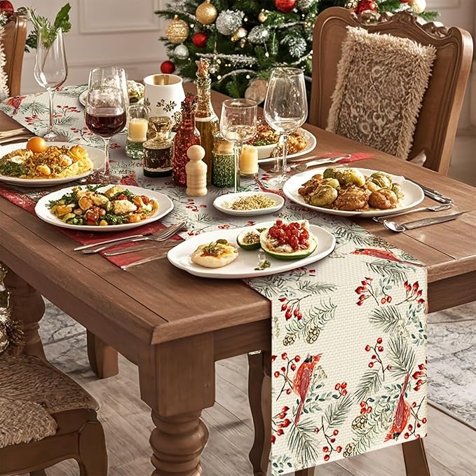 c Burlap Table Runner Seasonal Spring Fall Kitchen Dining Linen Table Decoration for Indoor Outdoor Home Party Dinner 13x72 Inch
