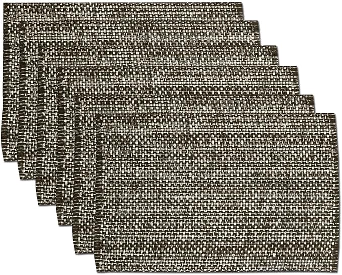 Sweet Home Collection 100% Cotton Placemats for Dining Room Rectangle Two Tone Woven Fabric 13" x 19" Soft Durable Table Mat Set, Set of 4, Chocolate