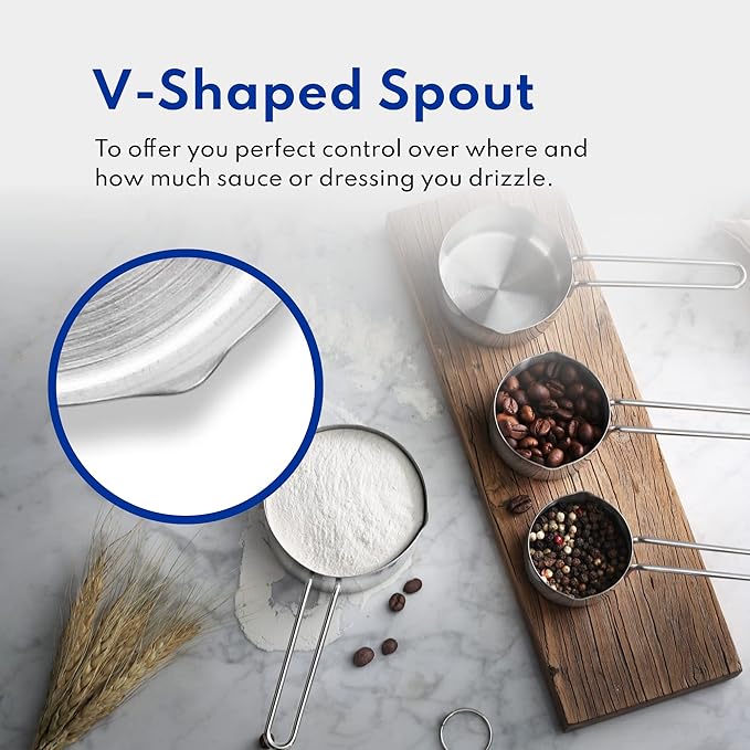 New Star Foodservice 42917 Stainless Steel Measuring Cups and Spoons Set, 8-Piece Metal Measuring Set for Baking, Cooking, Dry and Liquid Ingredients, Restaurant Grade, Silver