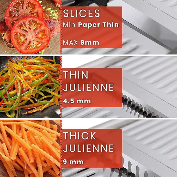 Mandoline Slicer with Cut-Resistant Gloves and Blade Guard – Adjustable Mandolin Vegetable Slicer and French Fry Cutter, Food Slicer, Vegetable Julienne – Thick Sharp Stainless Steel Blades