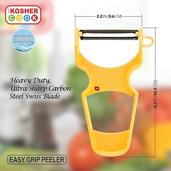 The Kosher Cook Y Vegetable Peeler - Heavy Duty, Ultra Sharp Stainless Steel Blade - Swiss Peeler - Ergonomic Plastic Handle - Color Coded Kitchen Tools - Yellow