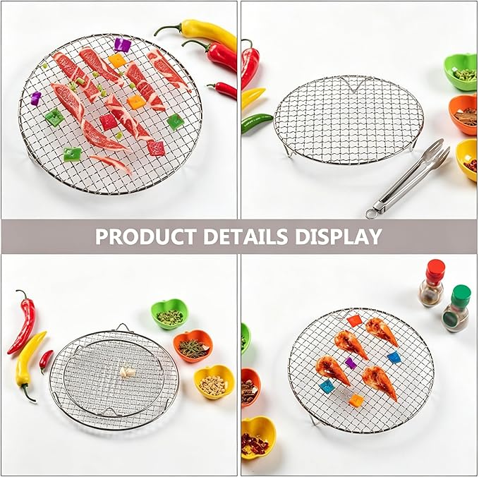 Generic Round BBQ Grill Rack, 304 Stainless Steel Heavy Duty Cooling Rack, Wire Rack with Non-Slip Feet, for Baking Cooking Grilling, Fits Air Fryer Pressure Cooker Oven Stockpot (30.5cm/12.01in)