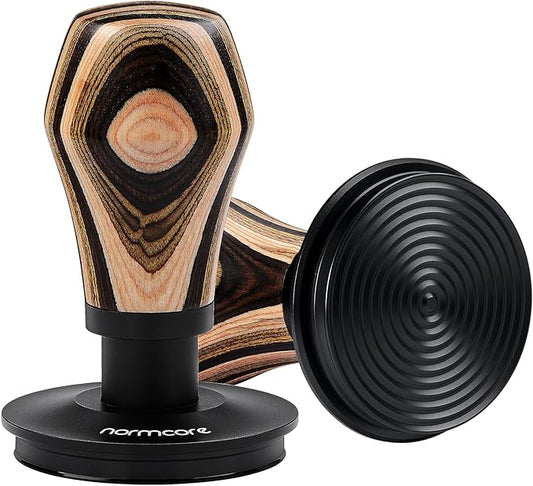 Normcore 53.3mm Coffee Tamper V4, Spring Loaded Tamper with Titanium PVD Coating Ripple Base, Espresso Tamper Fits 54mm Breville Sage Portafilters, Colorful Wood Handle