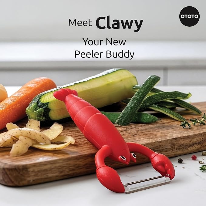 OTOTO Clawy Lobster Vegetable Peeler – Funny Potato Peeler, Ergonomic Veggie Peeler, Sharp Stainless Steel Blade, Peelers for Kitchen, Cute Kitchen Gadgets