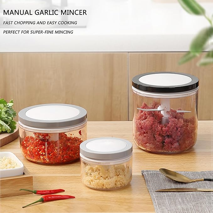 Manual Food Processor Vegetable Chopper, ZWCEGND 1000ML Onion Chopper Hand Pull String Garlic Chopper Mincer, Whisk and Smoothie Blender