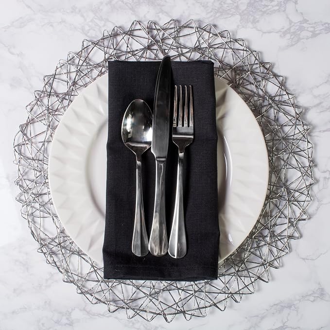 DII Woven Paper Tabletop Collection Holiday or Event Décor, Round Placemat Set, 15" Dia, Silver, 6, Piece