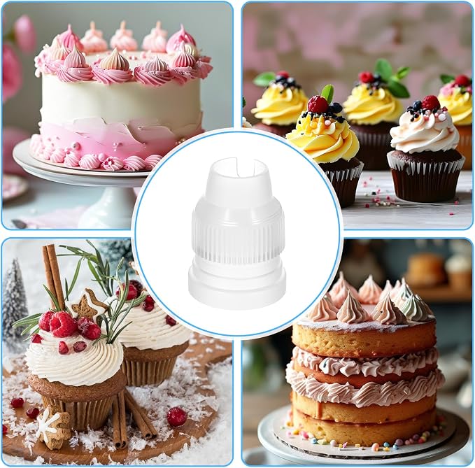40 PCS Piping Bag Couplers for Icing Nozzles, Plastic Standard Coupler Small Couplers for Piping Bags Cake Decorating Coupler Transparent Tip White Pastry Bag for Icing Nozzle