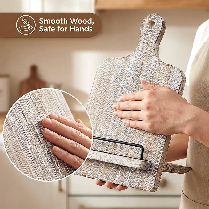Wood Cookbook Stand Cookbook Holder: Kitchen Adjustable Cookbook Holder Recipe Stand for Counter Gray