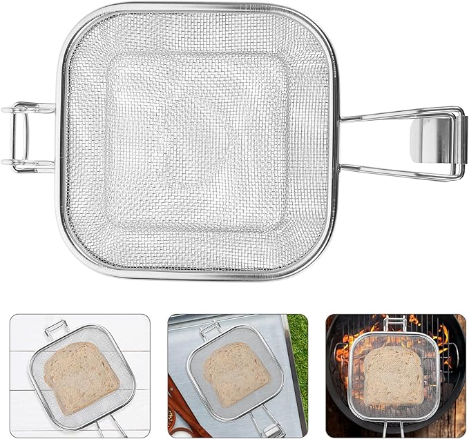 Stainless Steel Bread Baking Cooling Rack with Sandwich Grill Net, Multi-purpose Oven Baking Tool for Fast Sandwich Making and Bread Cooling
