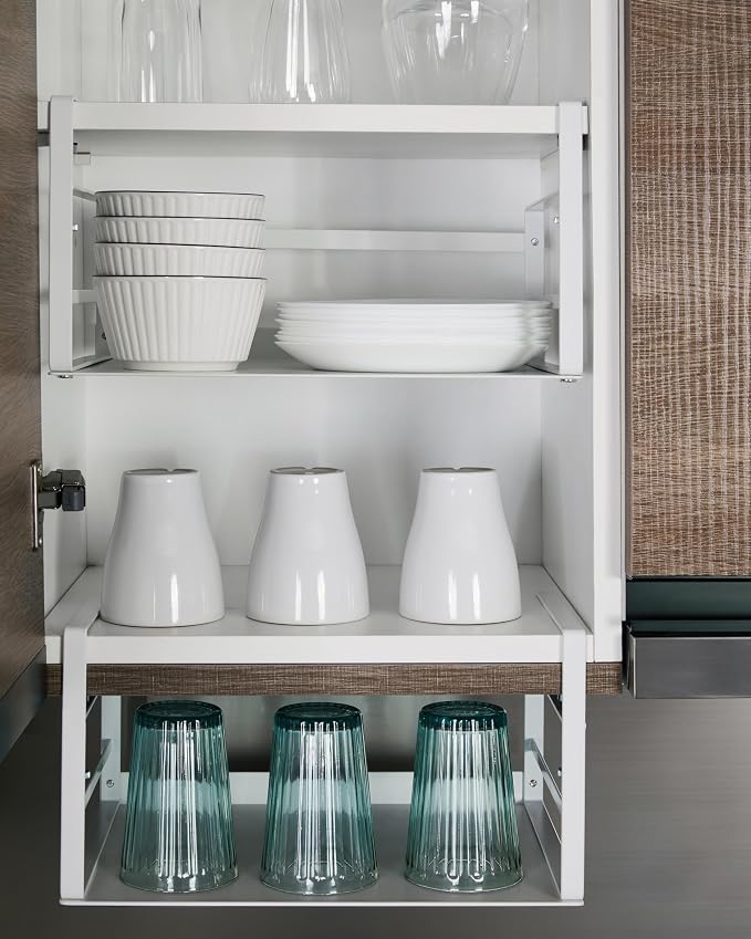 Nxconsu Under Shelf Basket Storage Organizer 2 Pack, Small 11" White | Heavy-Duty Metal Under Shelf Basket Holds 30 lbs, No-Drill Knob-Lock Storage Organizer for Kitchen Cabinet Pantry Cupboard