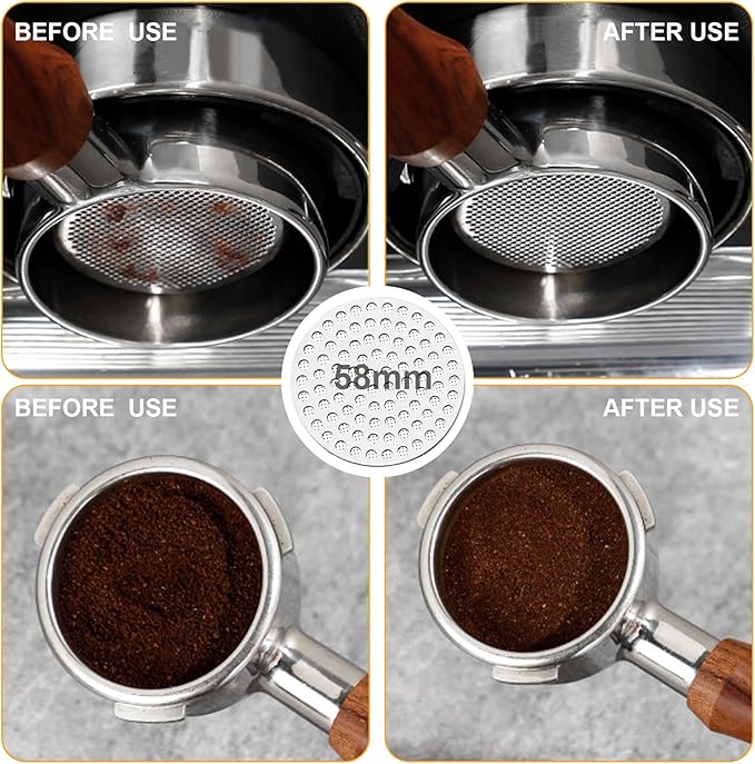 58mm Espresso Accessories Kit, Spring Loaded Calibrated Tamper, WDT Tool, Puck Screen and Dosing Funnel Set Fits Delonghi 58 mm Espresso Coffee Machines and Portafilter, Professional Barista Tools