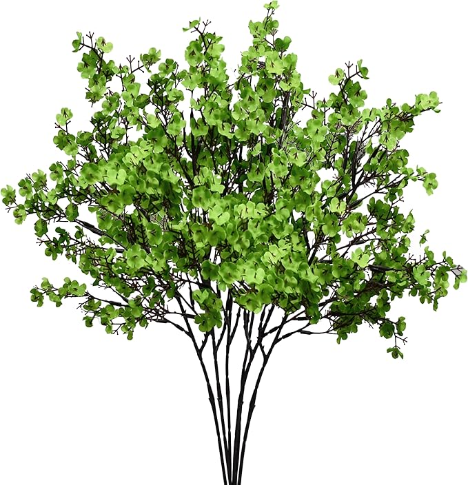 Mandy's Green Artificial Baby’s Breath Flowers 6 Bundles Silk Gypsophila, 18.5 Inch European Style Modern Home Decor Centerpiece, Neutral Wedding Flower Arrangements
